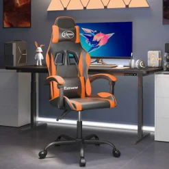 Fauteuils Et Chaises-vidaXL Chaise de jeu pivotante Similicuir Noir et orange