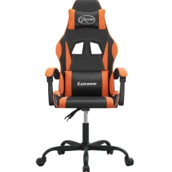 Fauteuils Et Chaises-vidaXL Chaise de jeu pivotante Similicuir Noir et orange