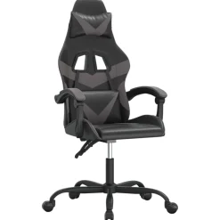 Fauteuils Et Chaises-vidaXL Chaise de jeu pivotante Similicuir Noir et gris