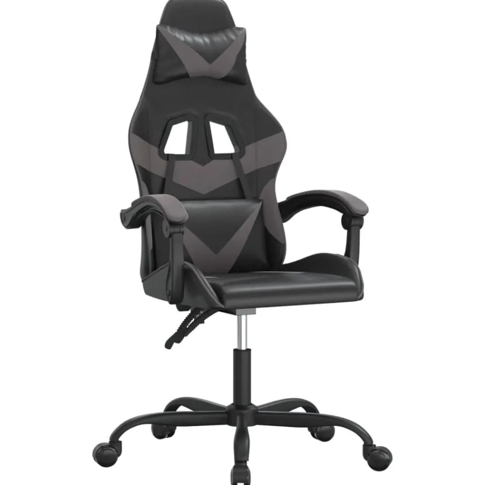 Fauteuils Et Chaises-vidaXL Chaise de jeu pivotante Similicuir Noir et gris