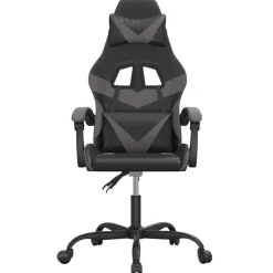 Fauteuils Et Chaises-vidaXL Chaise de jeu pivotante Similicuir Noir et gris
