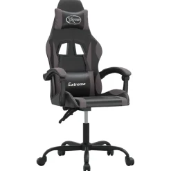 Fauteuils Et Chaises-vidaXL Chaise de jeu pivotante Similicuir Noir et gris
