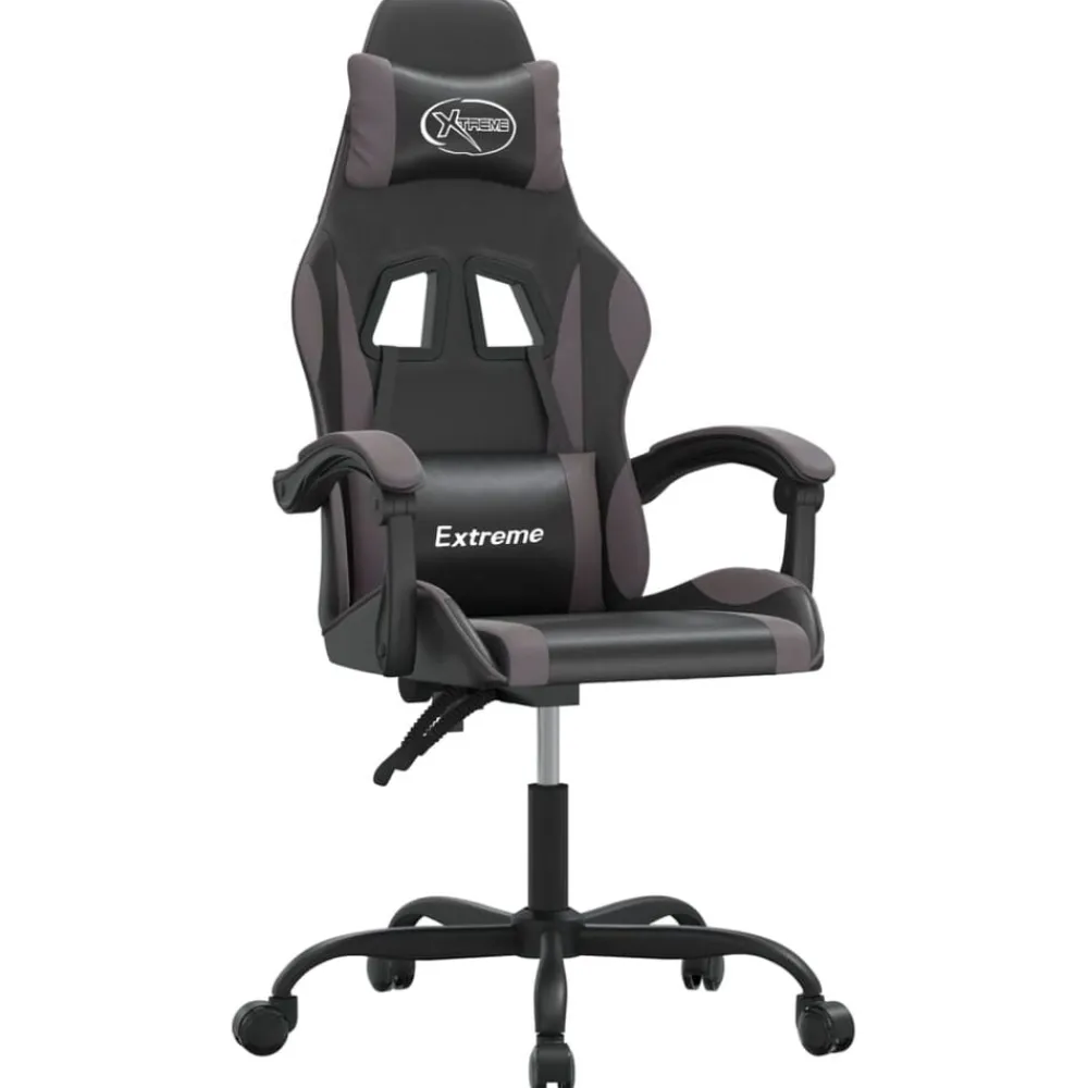 Fauteuils Et Chaises-vidaXL Chaise de jeu pivotante Similicuir Noir et gris