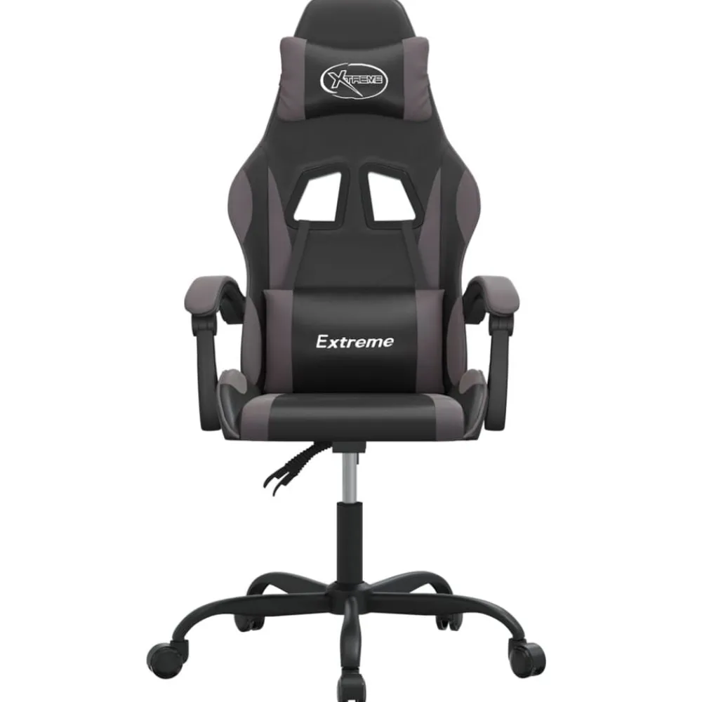 Fauteuils Et Chaises-vidaXL Chaise de jeu pivotante Similicuir Noir et gris