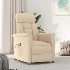 vidaXL Chaise de massage Crème 96,5 x 70,5 x 95 cm Microfibre