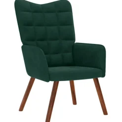 Fauteuils Et Chaises-vidaXL Chaise de relaxation Velours Vert foncé