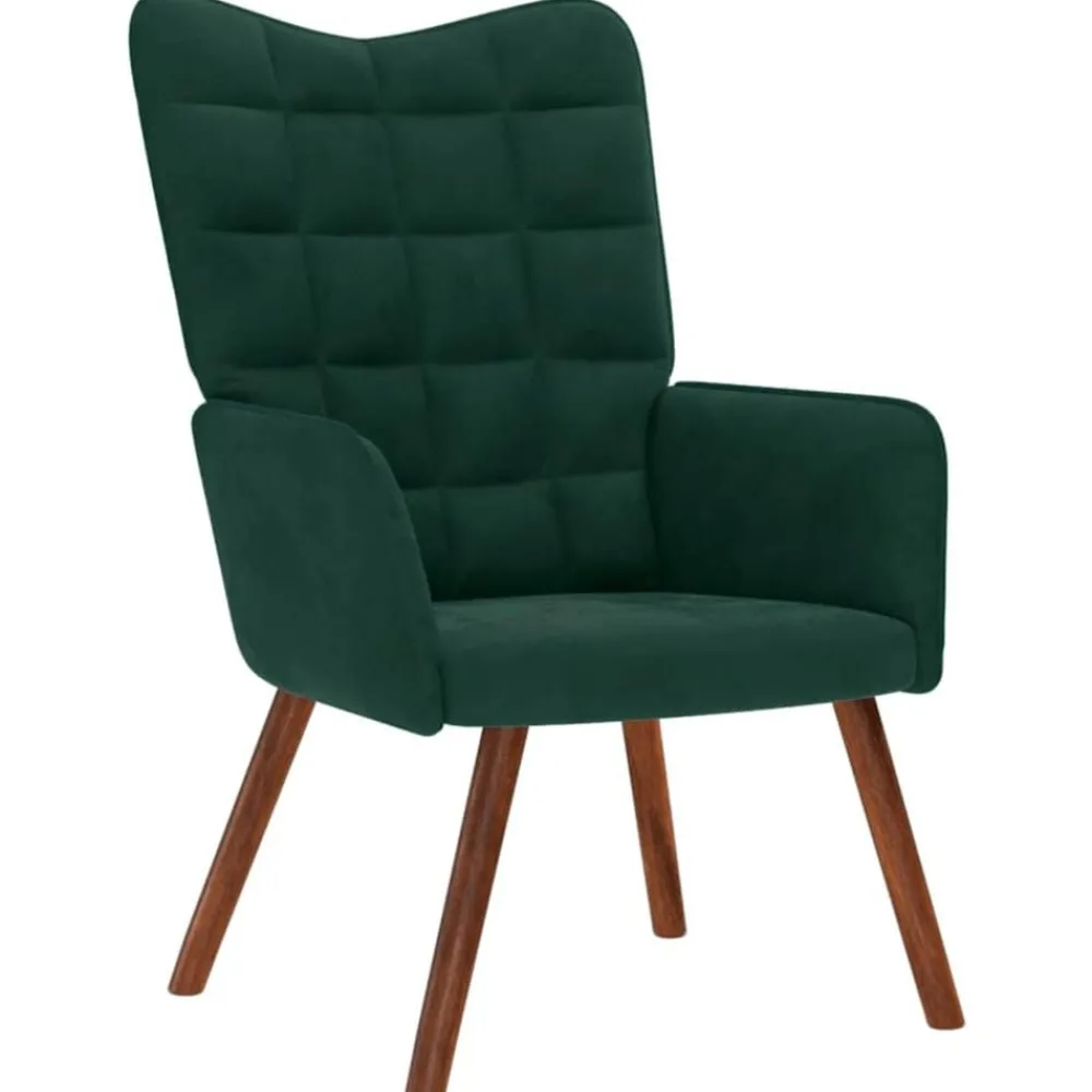 Fauteuils Et Chaises-vidaXL Chaise de relaxation Velours Vert foncé