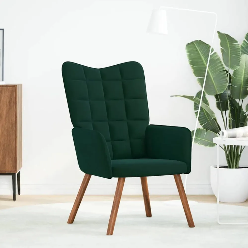 Fauteuils Et Chaises-vidaXL Chaise de relaxation Velours Vert foncé