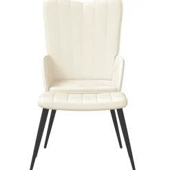 vidaXL Chaise de relaxation avec tabouret Blanc crème Velours
