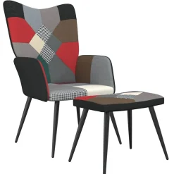 vidaXL Chaise de relaxation avec tabouret Patchwork Tissu