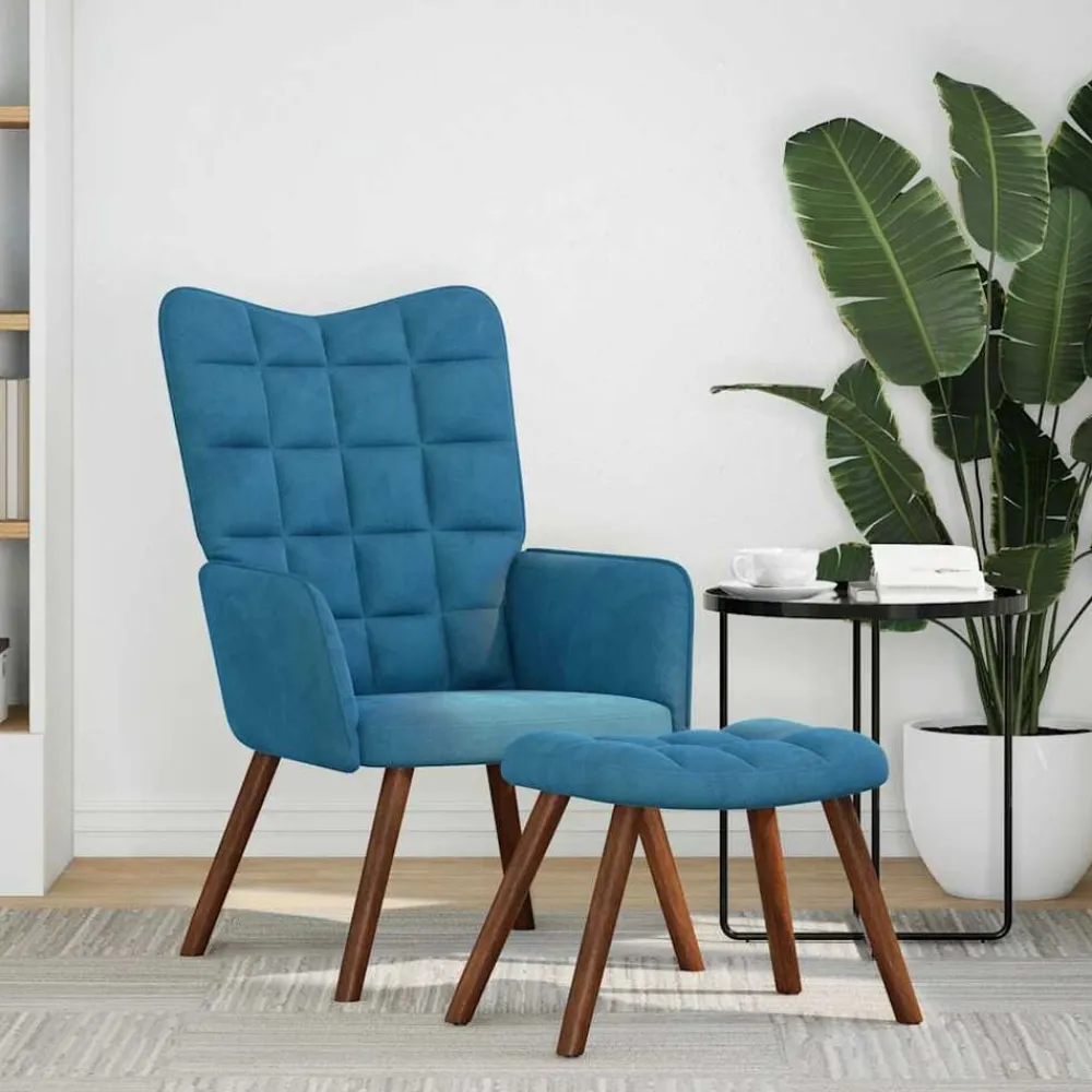 vidaXL Chaise de relaxation avec tabouret Velours