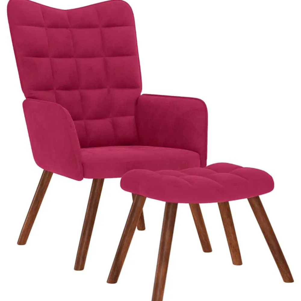 Fauteuils Et Chaises-vidaXL Chaise de relaxation avec tabouret Bordeaux Velours Rouge bordeaux
