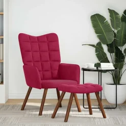 Fauteuils Et Chaises-vidaXL Chaise de relaxation avec tabouret Bordeaux Velours Rouge bordeaux