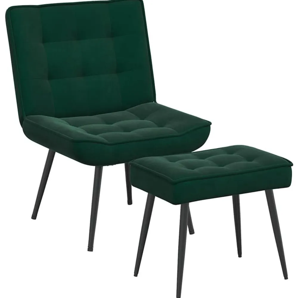 vidaXL Chaise de relaxation avec tabouret Velours