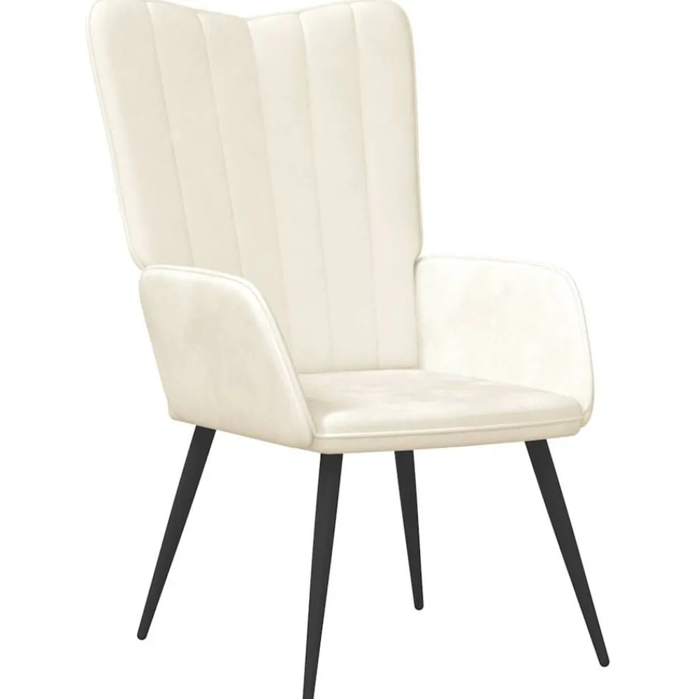 Fauteuils Et Chaises-vidaXL Chaise de relaxation Blanc crème Velours Blanc crème