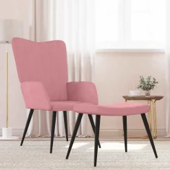 Fauteuils Et Chaises-vidaXL Chaise de relaxation avec tabouret Velours Rose
