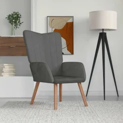Fauteuils Et Chaises-vidaXL Chaise de relaxation Velours Gris foncé