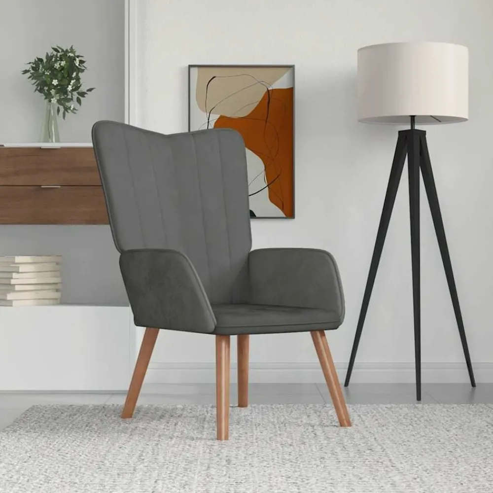 Fauteuils Et Chaises-vidaXL Chaise de relaxation Velours Gris foncé