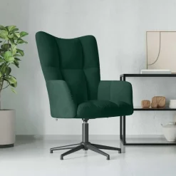 Fauteuils Et Chaises-vidaXL Chaise de relaxation Velours Vert foncé