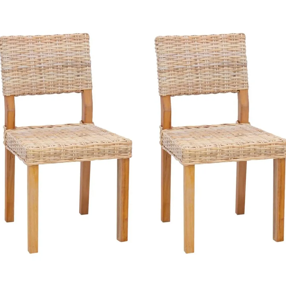Fauteuils Et Chaises-vidaXL Chaise de salle à manger 2 pcs 46 x 55 x 84 cm Naturel
