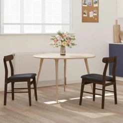Fauteuils Et Chaises-vidaXL Chaise de salle à manger 2 pcs Marron foncé et Noir Marron clair et noir