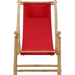 Mobilier De Jardin-vidaXL Chaise de terrasse Bambou et toile Rouge