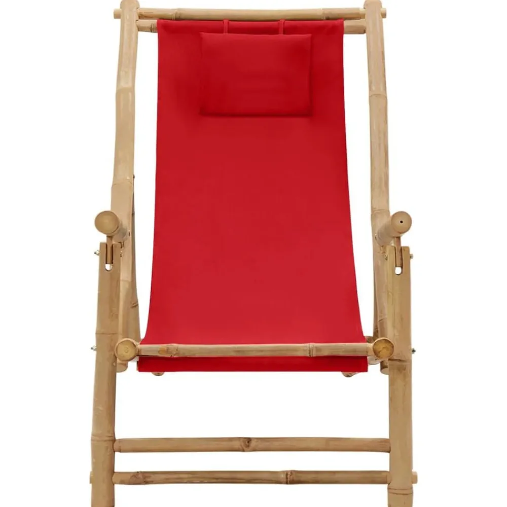 Mobilier De Jardin-vidaXL Chaise de terrasse Bambou et toile Rouge