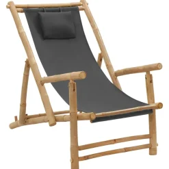vidaXL Chaise de terrasse Bambou et toile
