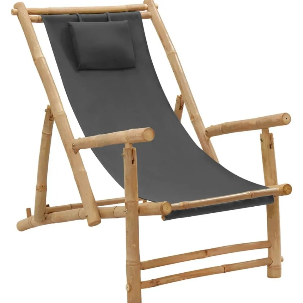 vidaXL Chaise de terrasse Bambou et toile