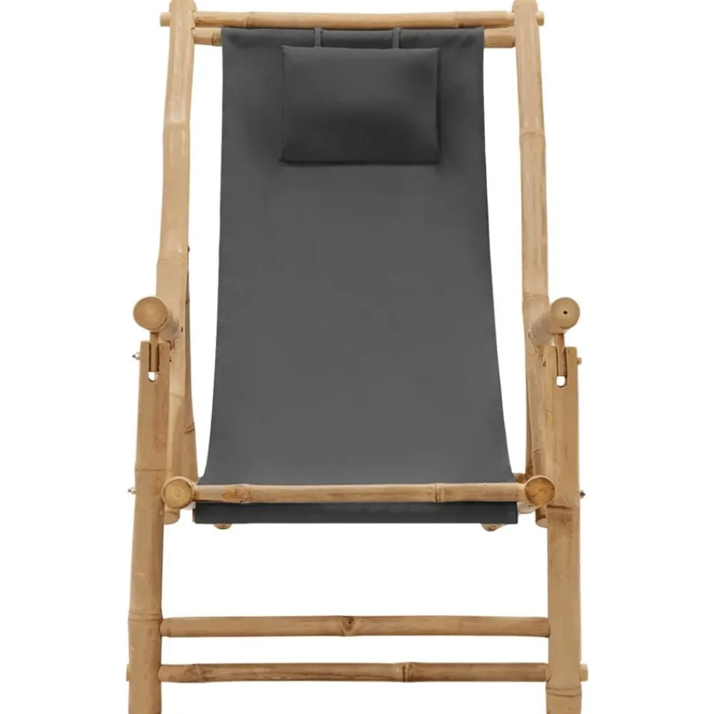 vidaXL Chaise de terrasse Bambou et toile