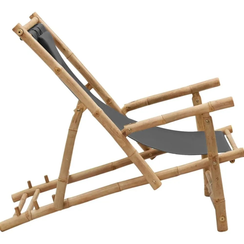 vidaXL Chaise de terrasse Bambou et toile