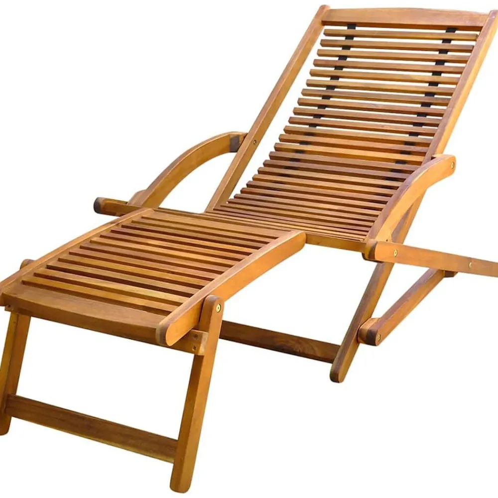 vidaXL Chaise de terrasse avec repose-pied Bois d'acacia solide