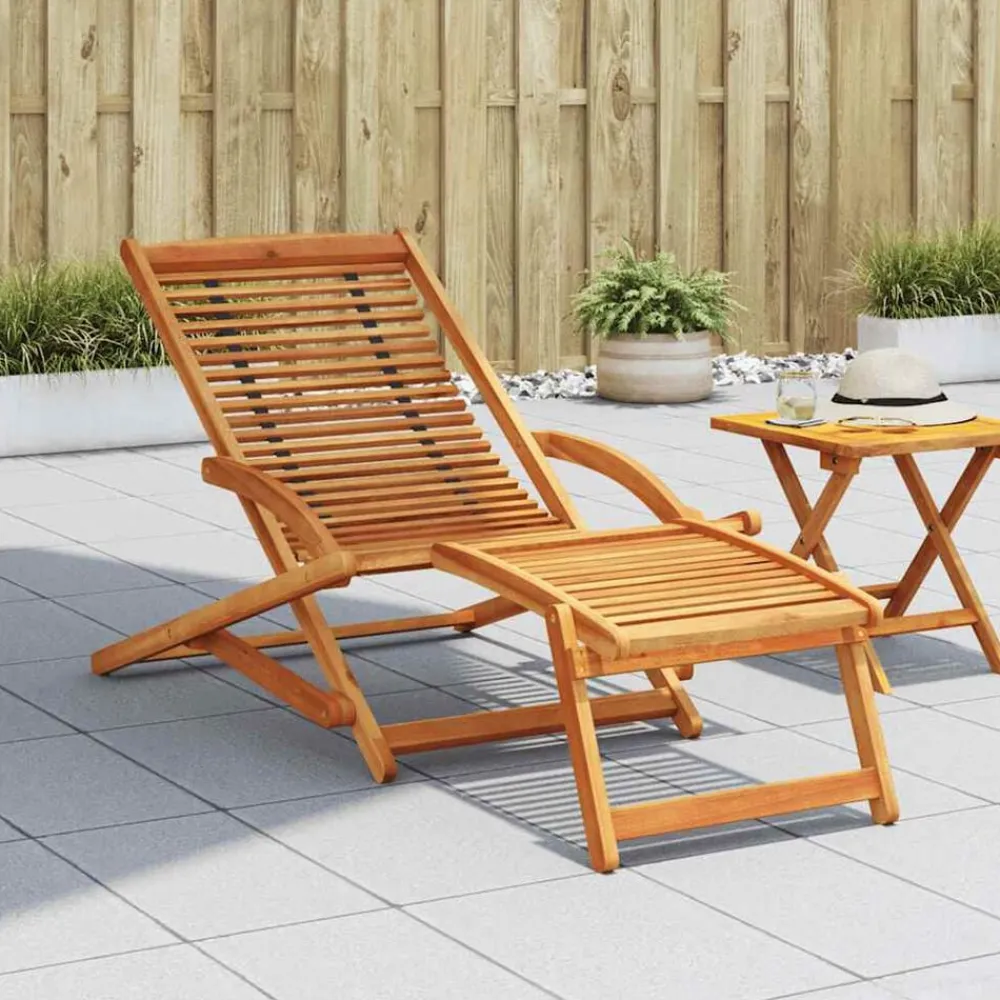 vidaXL Chaise de terrasse avec repose-pied Bois d'acacia solide