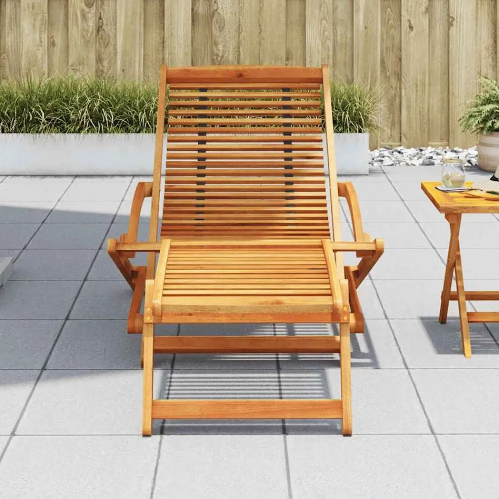 vidaXL Chaise de terrasse avec repose-pied Bois d'acacia solide