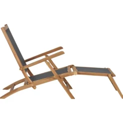 vidaXL Chaise de terrasse avec repose-pied Bois de teck solide Noir