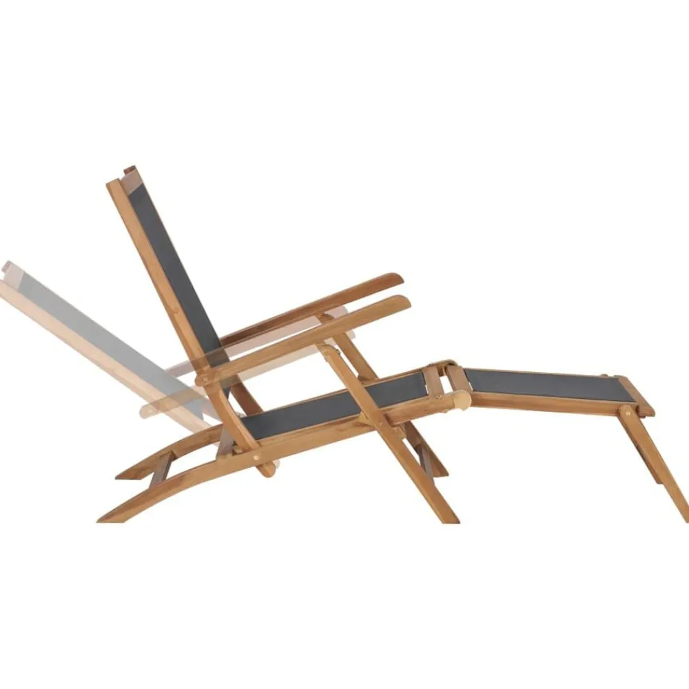 vidaXL Chaise de terrasse avec repose-pied Bois de teck solide Noir