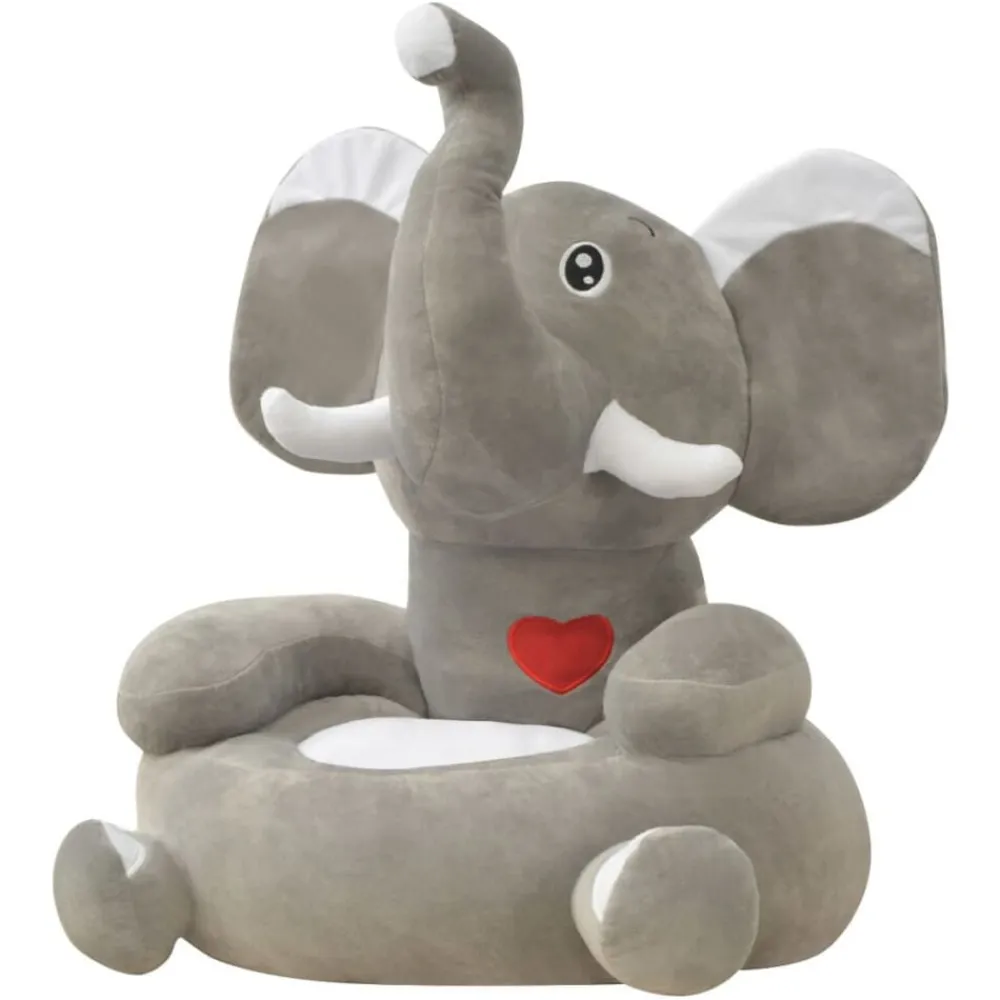 vidaXL Chaise en peluche pour enfants Éléphant gris