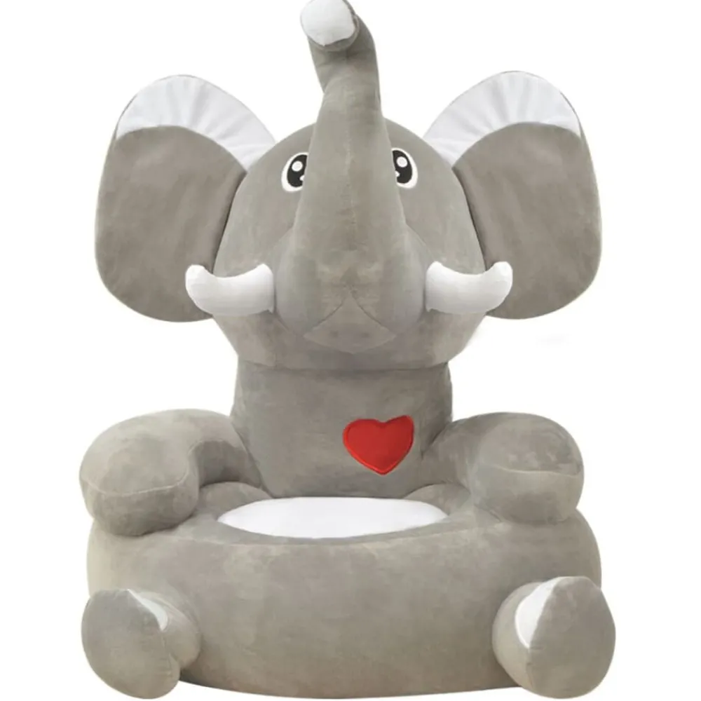 vidaXL Chaise en peluche pour enfants Éléphant gris