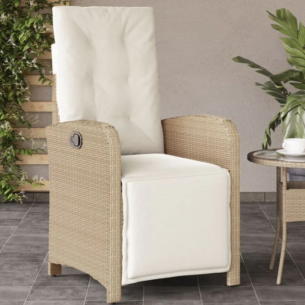 Mobilier De Jardin-vidaXL Chaise inclinable de jardin et repose-pied résine tressée Beige