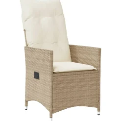 Mobilier De Jardin-vidaXL Chaise inclinable de jardin avec coussins beige résine tressée beige et crème