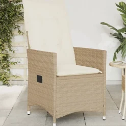 Mobilier De Jardin-vidaXL Chaise inclinable de jardin avec coussins beige résine tressée beige et cr&egrave;me