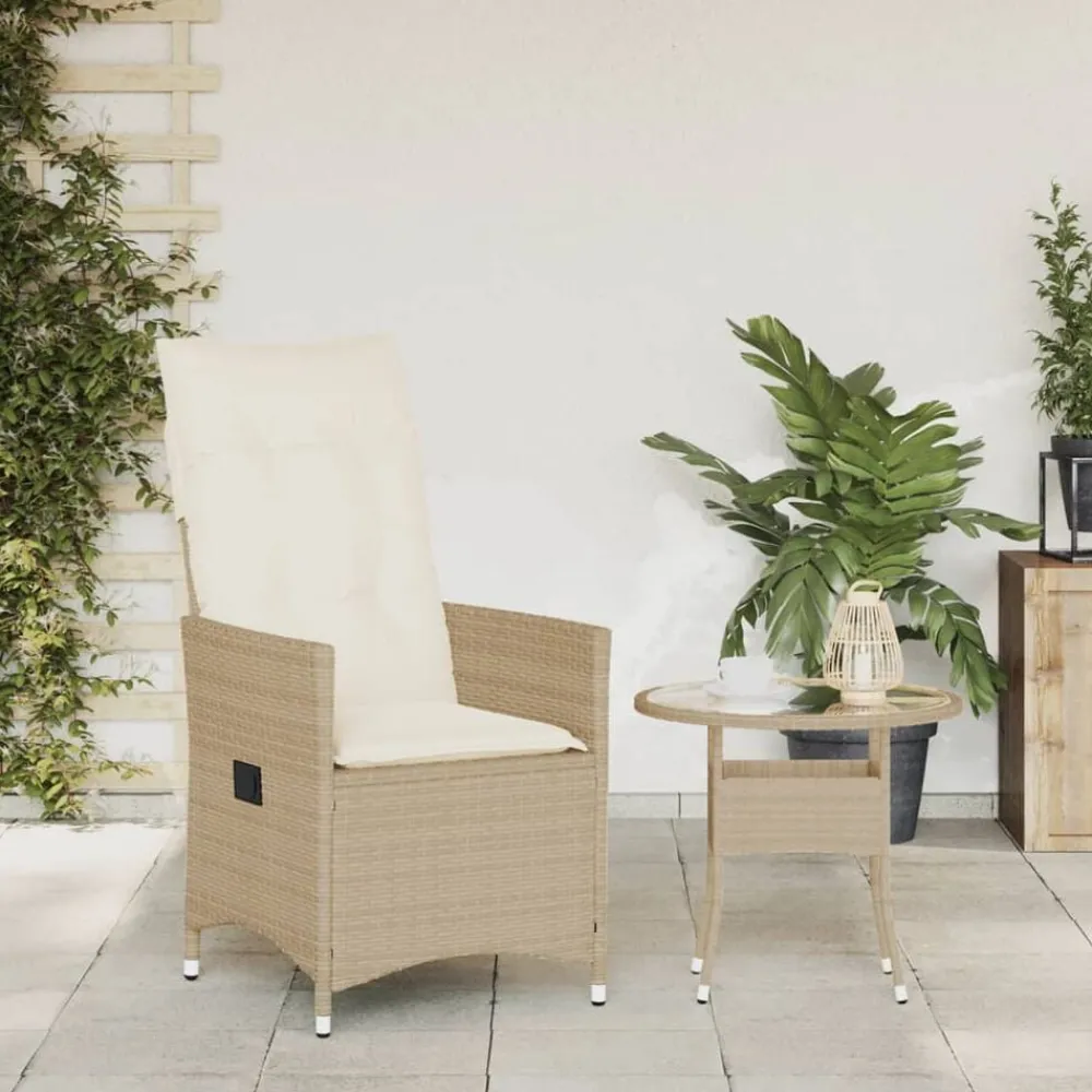 Mobilier De Jardin-vidaXL Chaise inclinable de jardin avec coussins beige résine tressée beige et crème