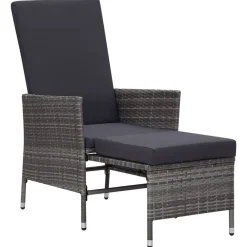 vidaXL Chaise inclinable de jardin avec coussins Résine tressée