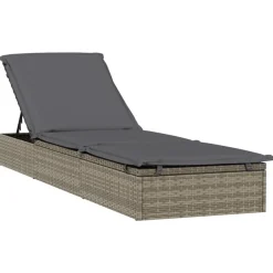 vidaXL Chaise longue 1 pc avec coussin 201x55x62cm résine tressée