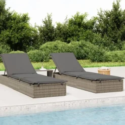 vidaXL Chaise longue 1 pc avec coussin 201x55x62cm résine tressée