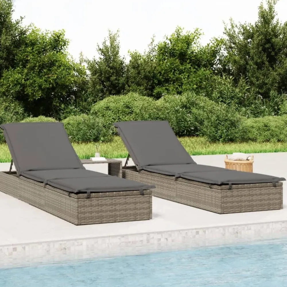 vidaXL Chaise longue 1 pc avec coussin 201x55x62cm résine tressée