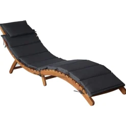 Mobilier De Jardin-vidaXL Chaise longue avec coussin Bois d'acacia solide Gris foncé