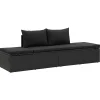 Mobilier De Jardin-vidaXL Chaise longue avec coussins Résine tressée Noir