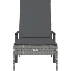 Mobilier De Jardin-vidaXL Chaise longue avec coussin gris résine tressée
