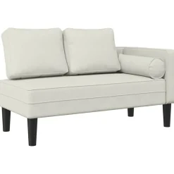 vidaXL Chaise longue avec coussins crème velours